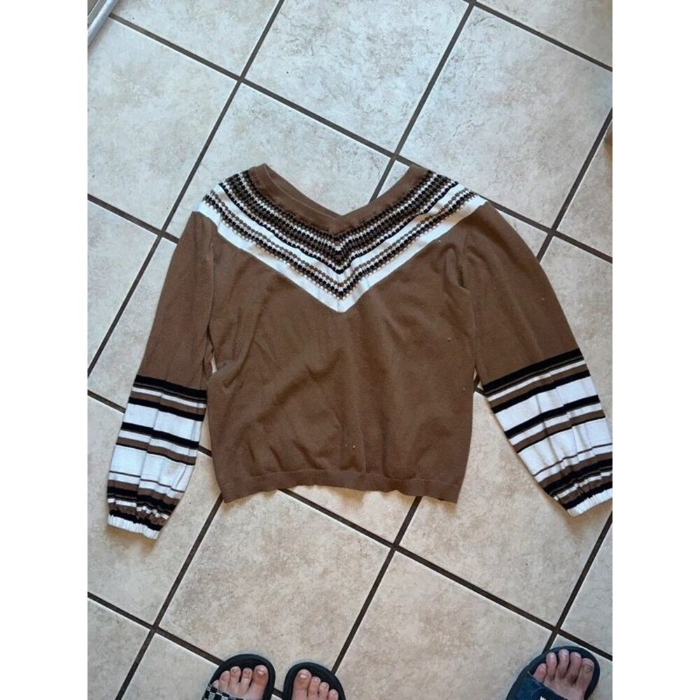 Women’s Brown Deep V Promesa Top Size Large